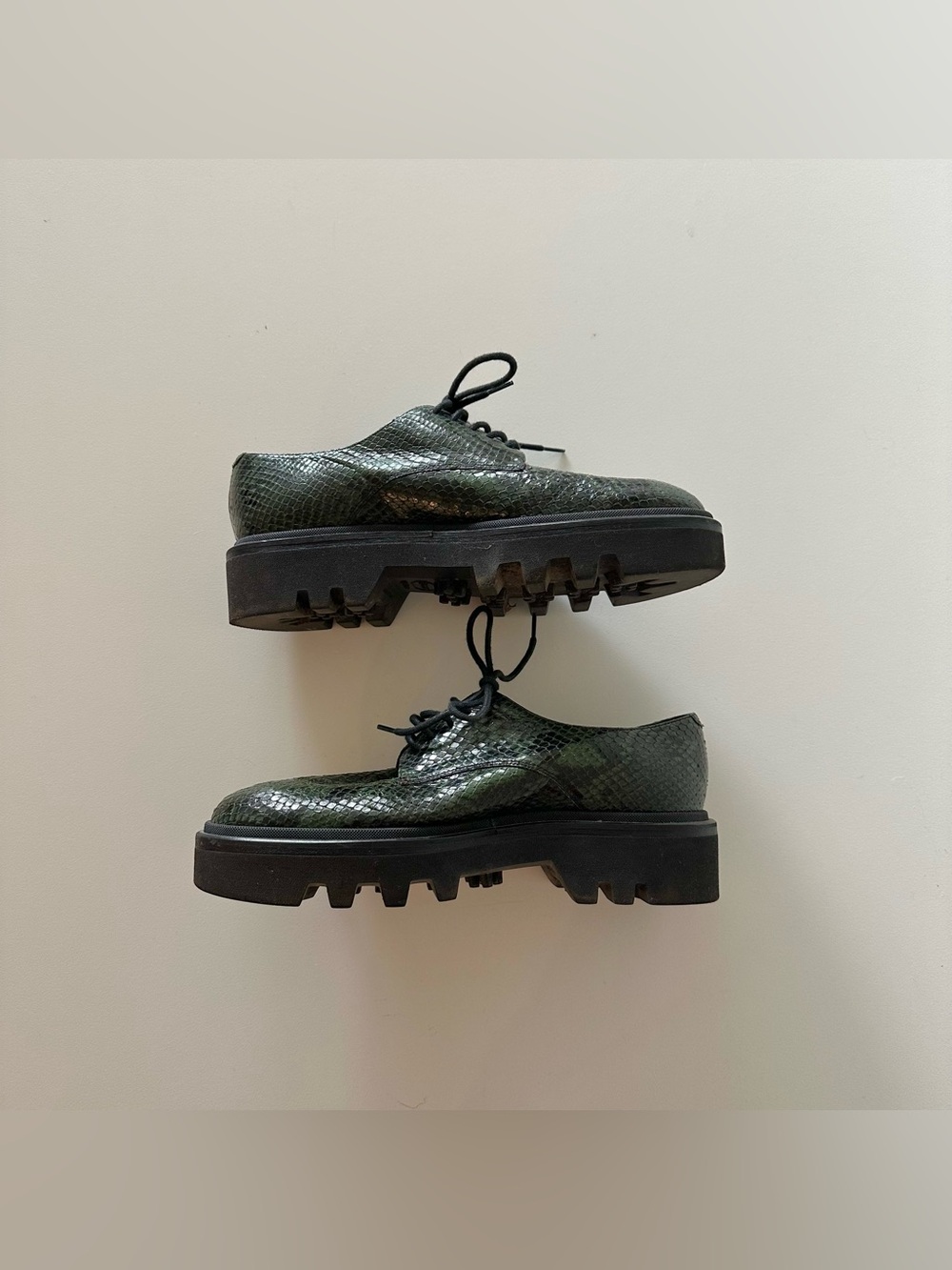 Dries Van Noten Green Snakeskin Python Derby Lug Sole Shoes 39 US 9 Avant Garde - Picture 4 of 8